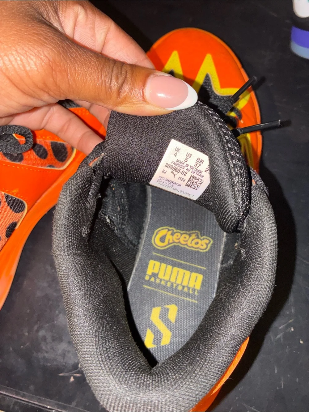 Puma Kids Orange and Black Sneakers with Yellow Trim